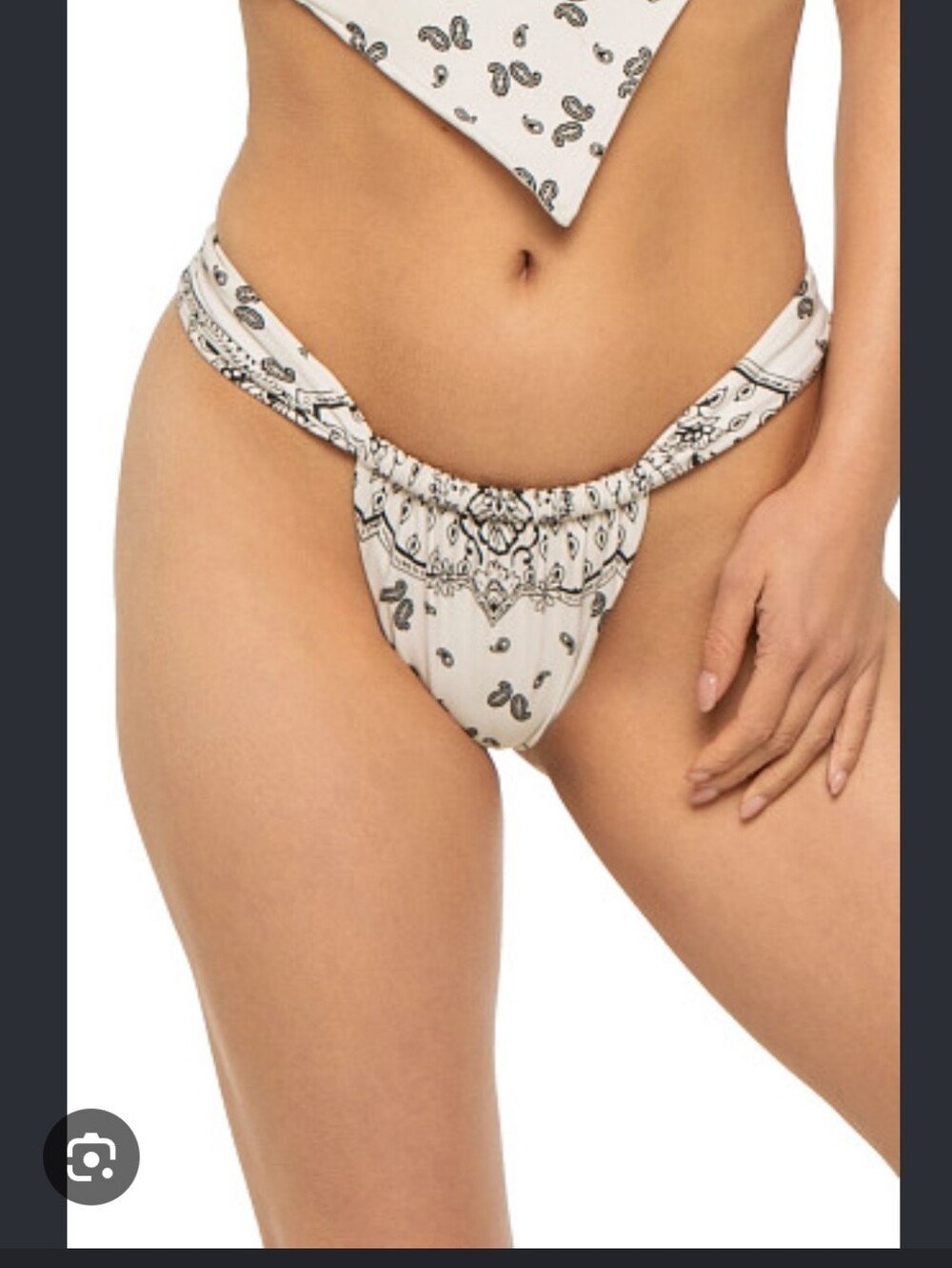 Montce White Paisley Bikini Bottom with Black Print